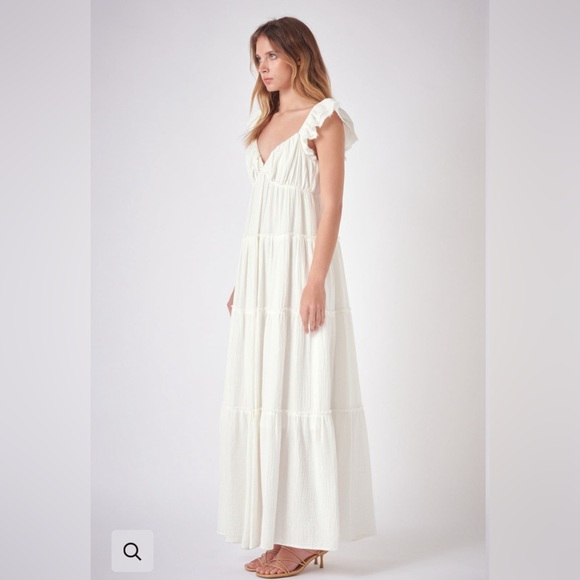 Free the roses Nordstrom maxi sweetheart dress with raw edge details NWOT - Picture 2 of 8